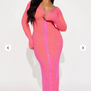 Mariah Sweater Maxi Dress - Pink/combo